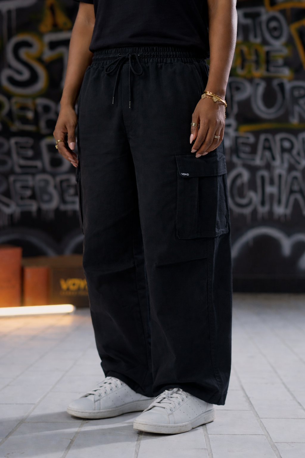 BAGGY UTILITY CARGO PANTS - BLACK