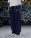 BAGGY WIDE-LEG TROUSERS - NAVY BLUE