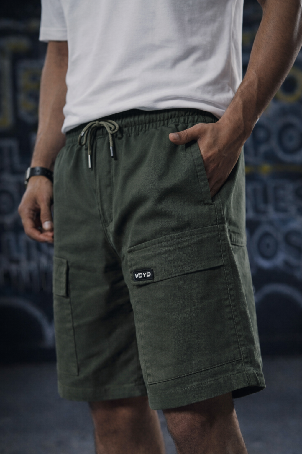 OLIVE CARGO SHORTS