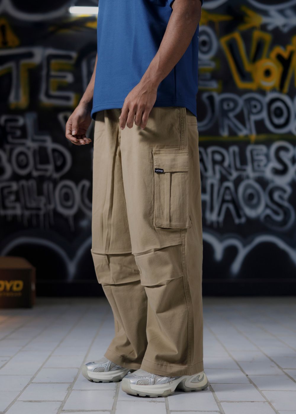 BAGGY UTILITY CARGO PANTS - KHAKI