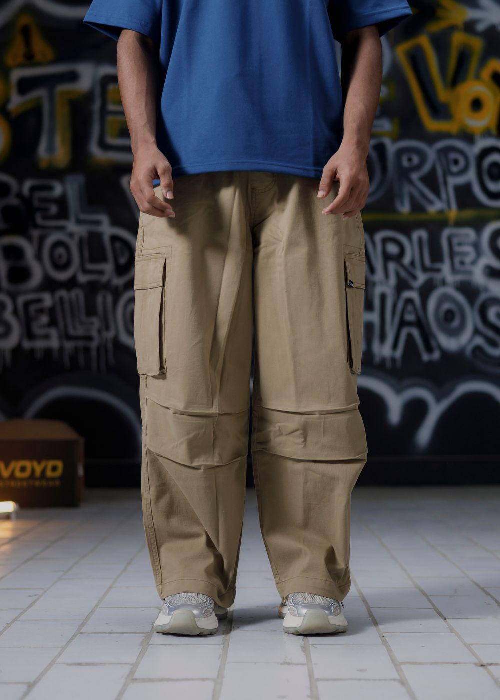 BAGGY UTILITY CARGO PANTS - KHAKI