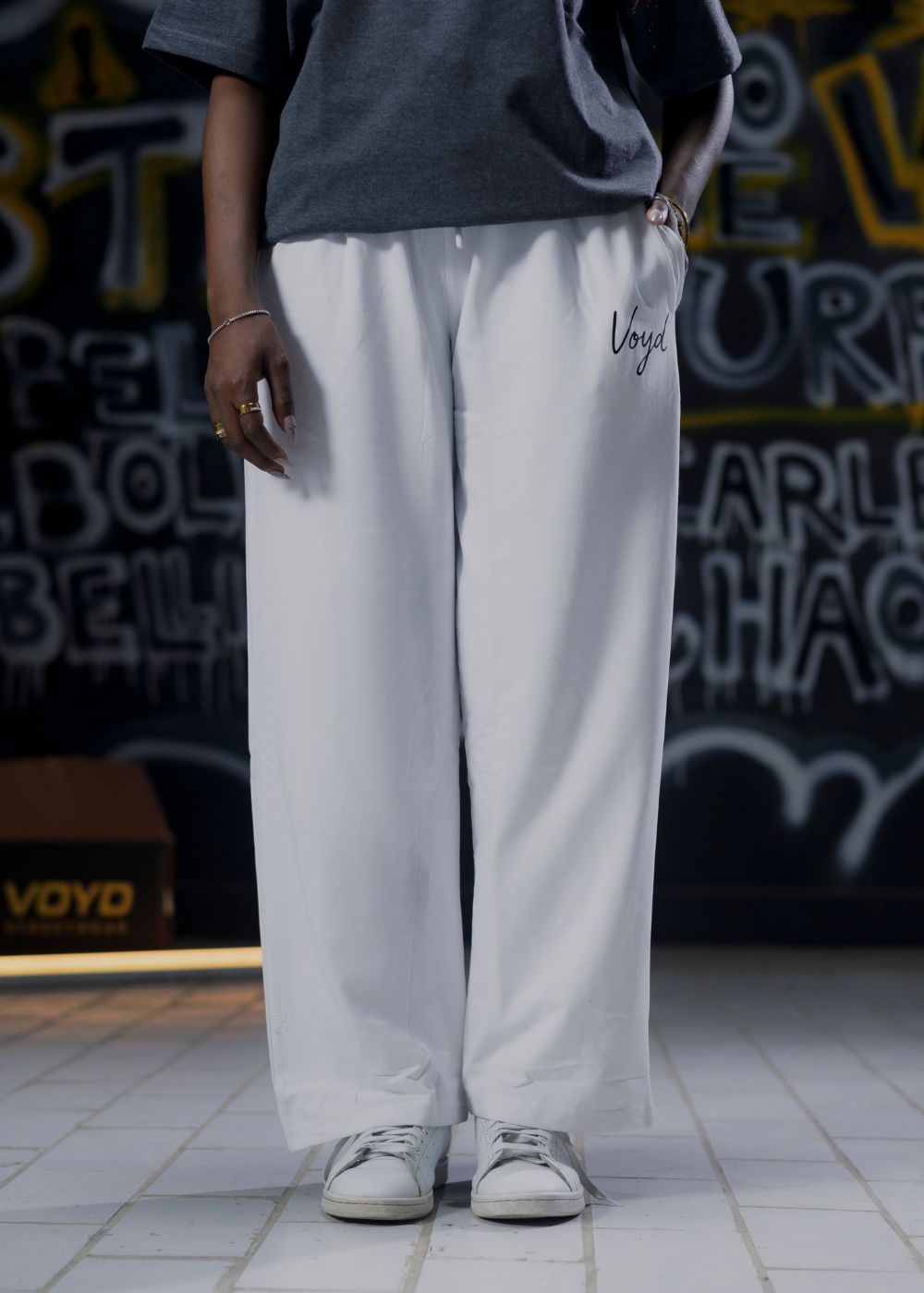 BAGGY WIDE-LEG TROUSERS - WHITE
