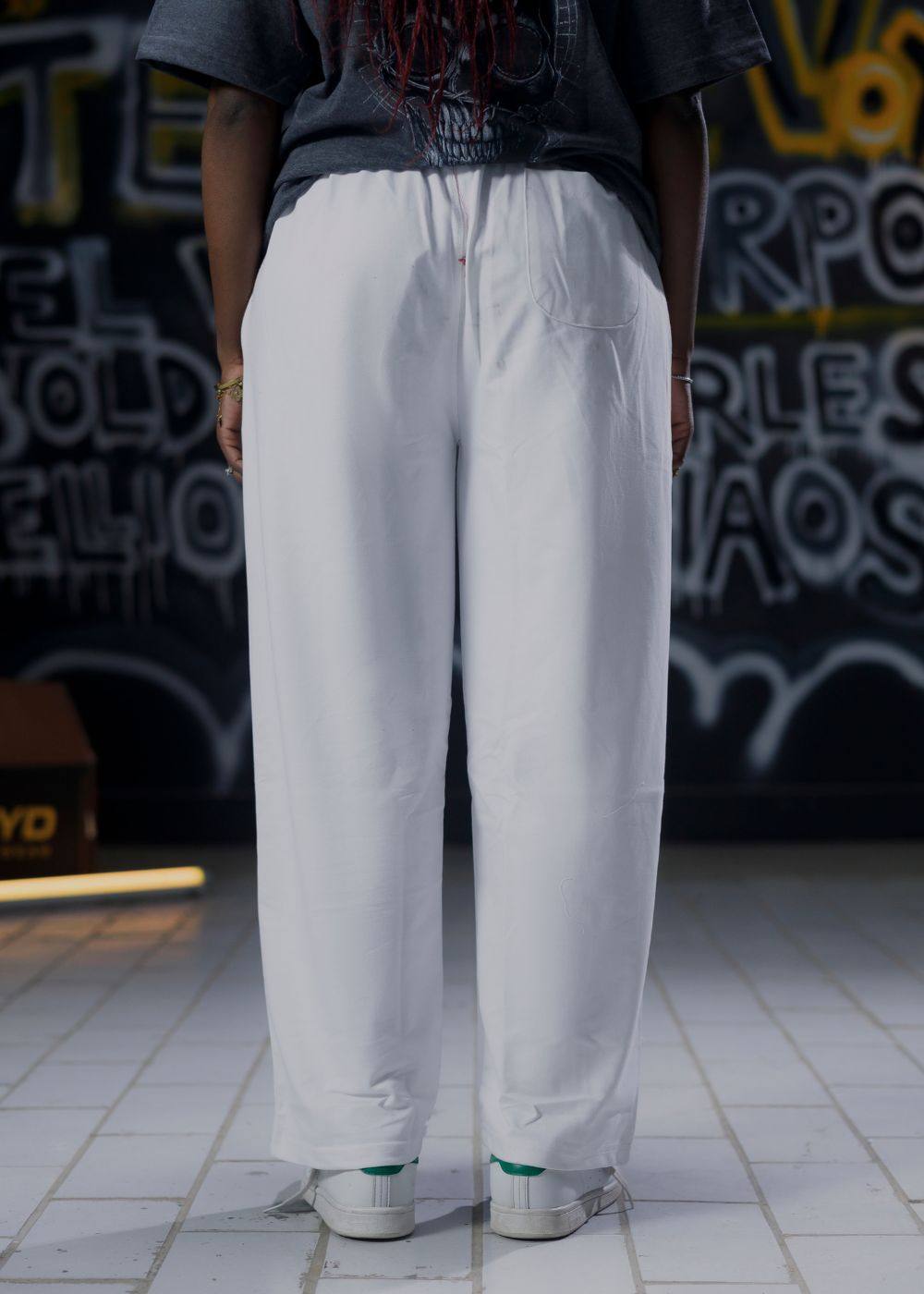 BAGGY WIDE-LEG TROUSERS - WHITE