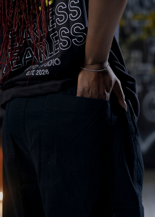 BAGGY UTILITY CARGO PANTS - BLACK