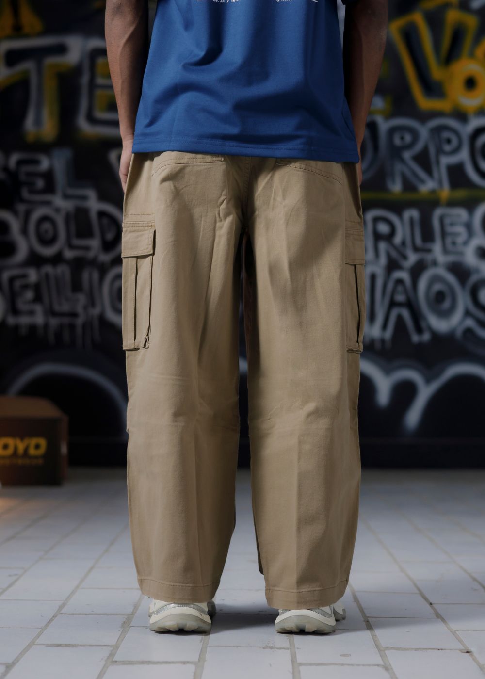 BAGGY UTILITY CARGO PANTS - KHAKI