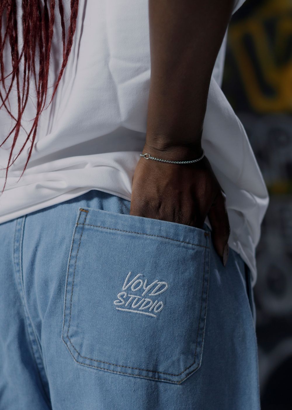 BAGGY DENIM JOGGER PANTS - LIGHT WASH