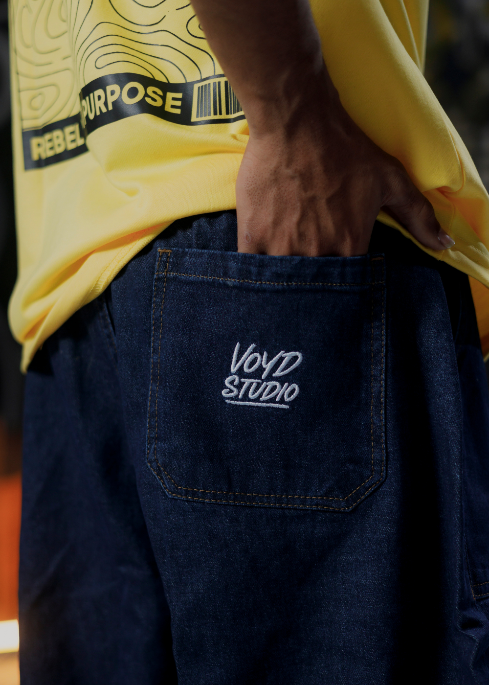 BAGGY DENIM JOGGER PANTS - DARK WASH