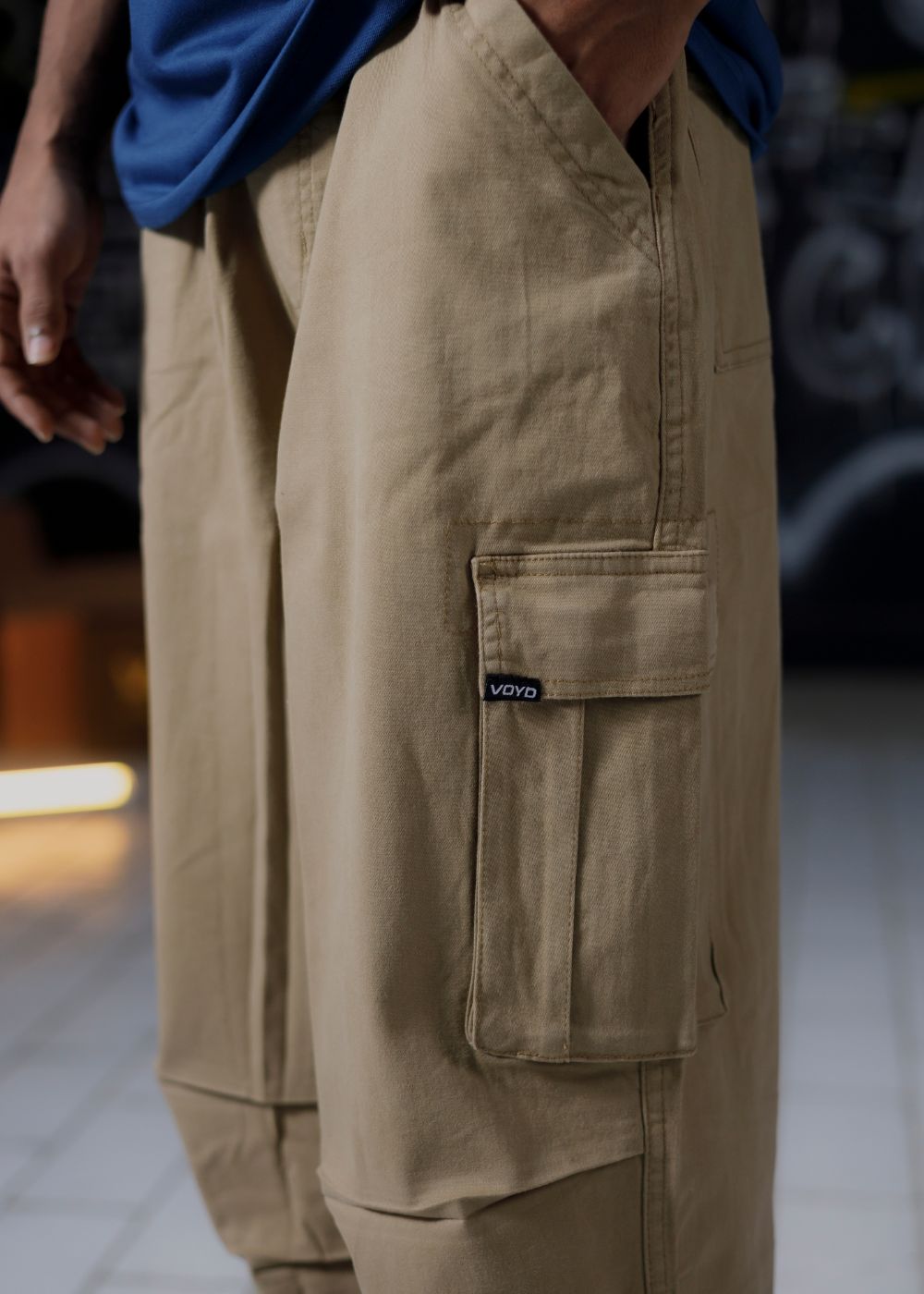BAGGY UTILITY CARGO PANTS - KHAKI