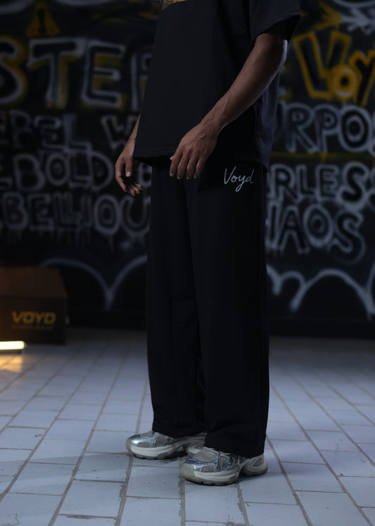 BAGGY WIDE-LEG TROUSERS - BLACK