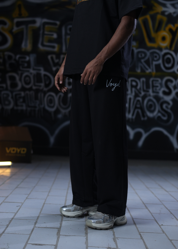 BAGGY WIDE-LEG TROUSERS - BLACK