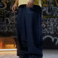 BAGGY DENIM JOGGER PANTS - DARK WASH