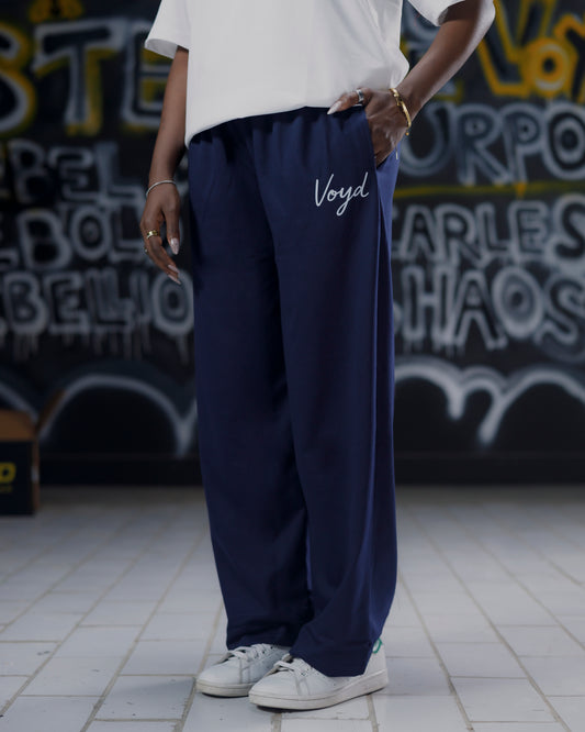 BAGGY WIDE-LEG TROUSERS - NAVY BLUE