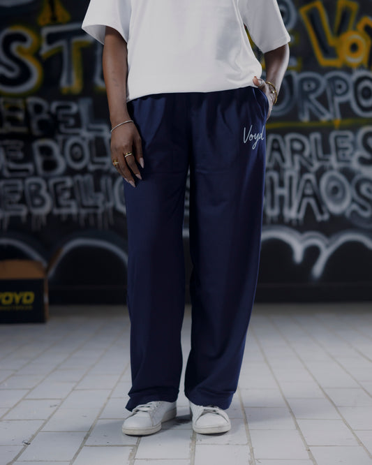 BAGGY WIDE-LEG TROUSERS - NAVY BLUE