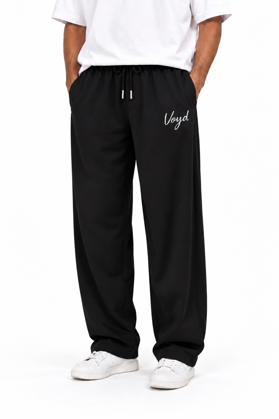 BAGGY WIDE-LEG TROUSERS - BLACK image 1