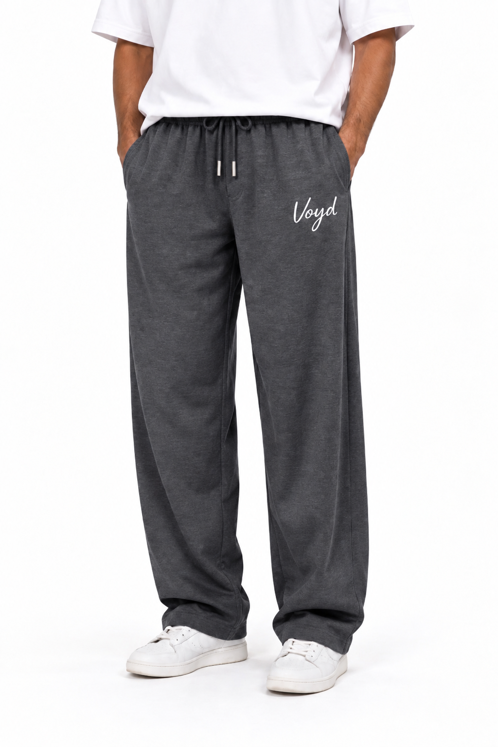 BAGGY WIDE-LEG TROUSERS - CHARCOAL GREY image 1