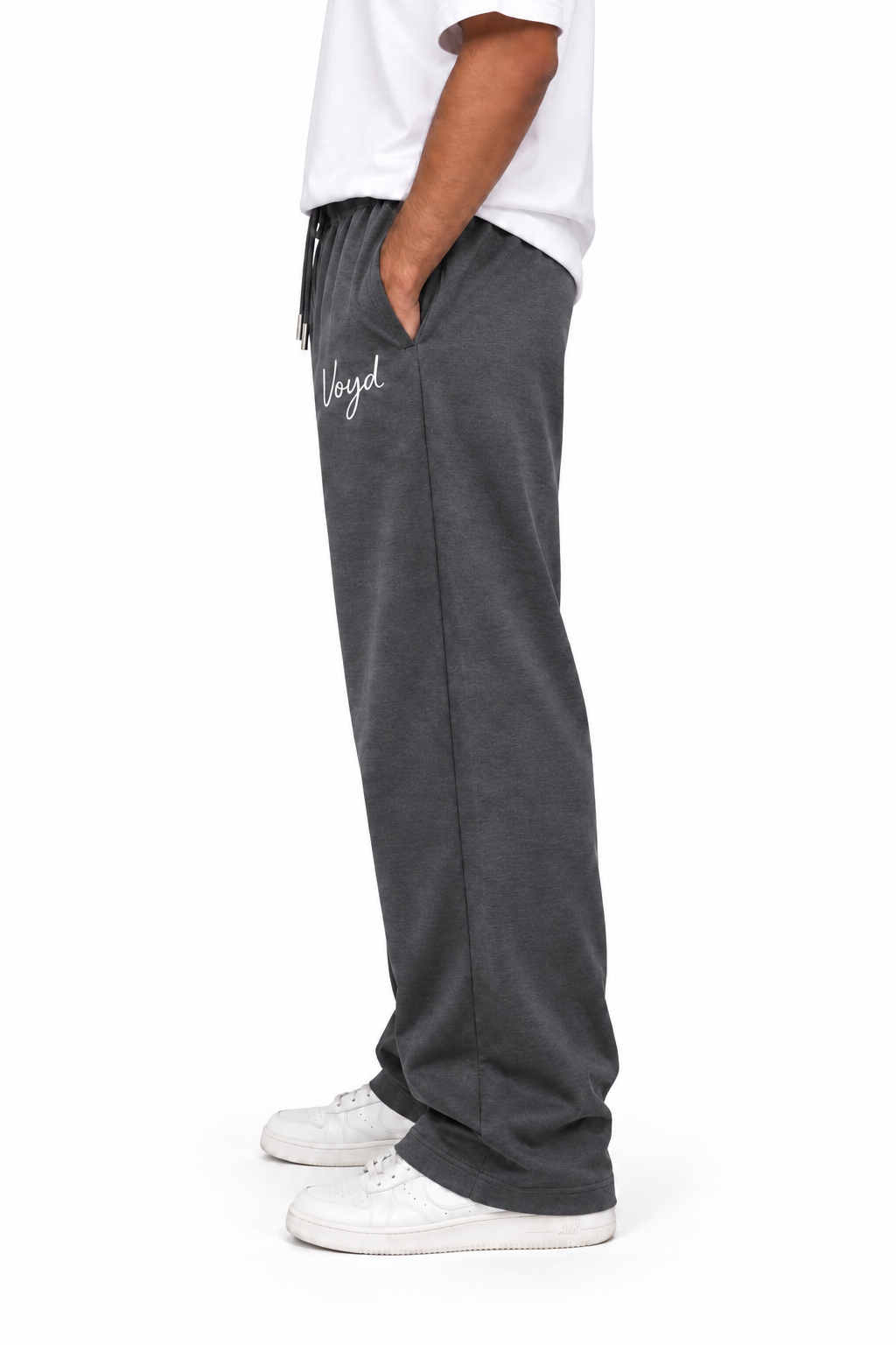 BAGGY WIDE-LEG TROUSERS - CHARCOAL GREY image 2