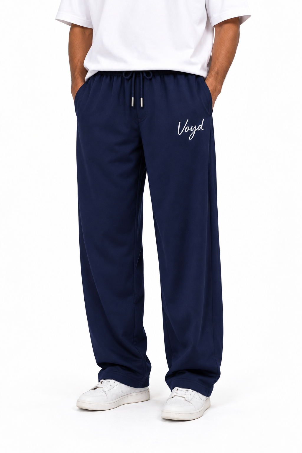 BAGGY WIDE-LEG TROUSERS - NAVY BLUE image 1