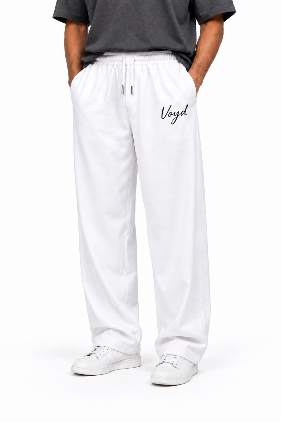 BAGGY WIDE-LEG TROUSERS - WHITE image 1